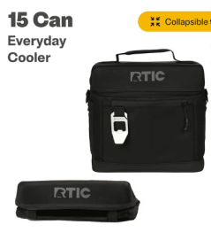 RTIC 15 Can Everyday Soft Cooler, 16 qt Collapsible with Bottle Opener, Black