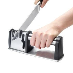 Multifunction Knife Sharpener Handheld Quick Sharpening Stone (Color: Silver, Type: Sharpening Stone)